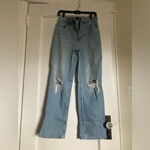 Hollister Ultra High-Rise Blue Dad Jean with Distressed Details
